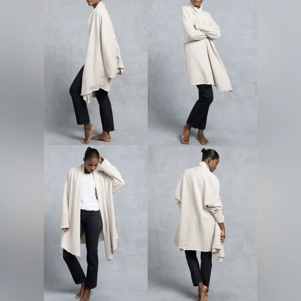 Frank & Eileen $288 Tee Lab Drape Coat Cardigan Jacket Beige Comfy Coastal Fall Size L - Image 2