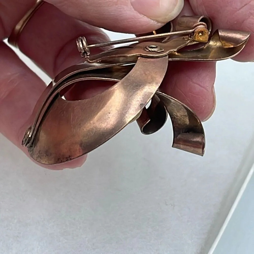 Vintage MCM solid copper 3D brooch Brown - Image 5