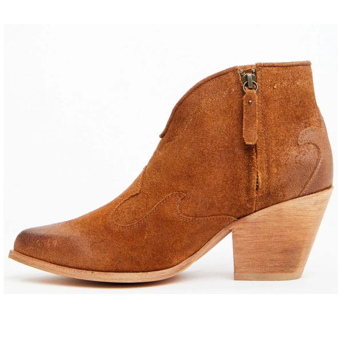 Shyanne Women's Jodi Suede Leather Booties Round Toe Cognac Suede Size 9 NWOT - Image 2