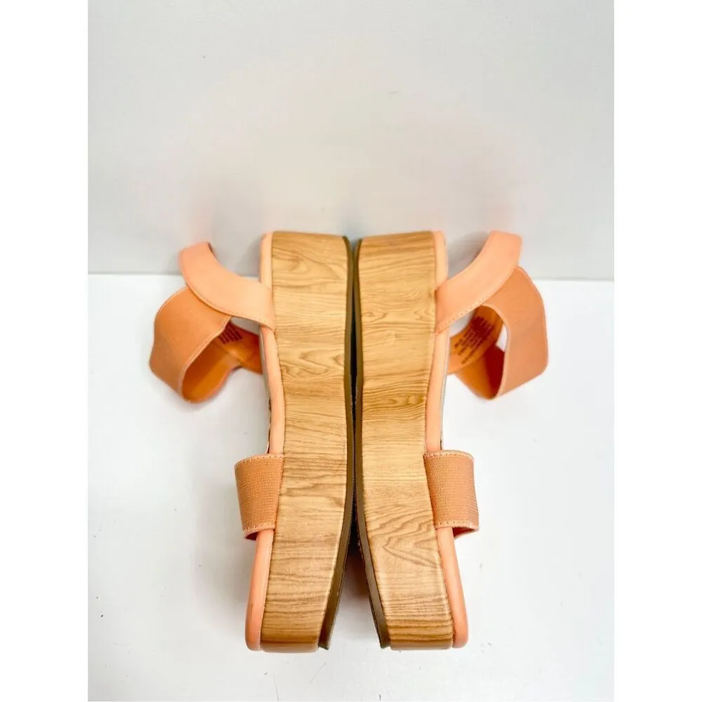 Ann Klein Sandals‎ Size 6.5 Orange Slip On Platform Open Square Toe Summer Shoes - Image 7