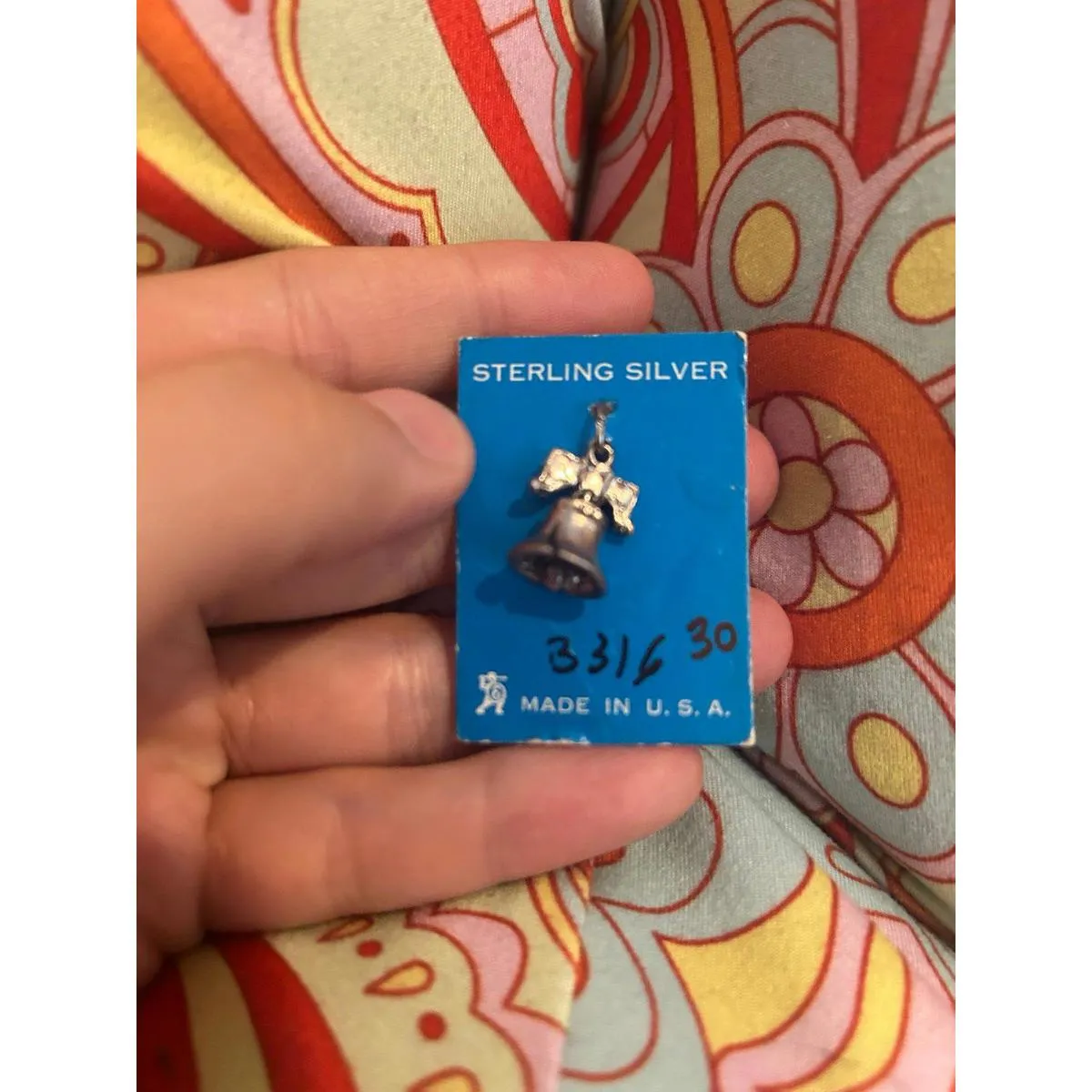 B316 charm bell 925 sterling silver - Image 2