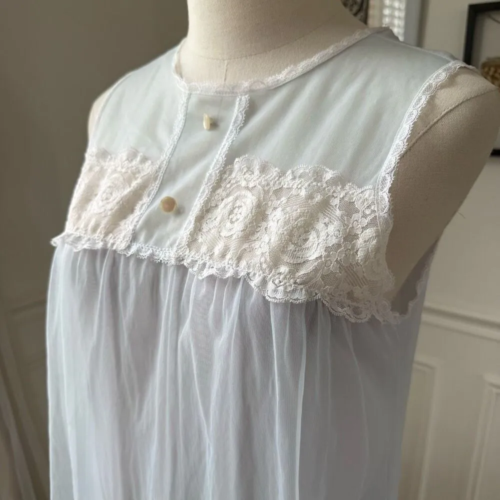 Vintage 70s Aristocraft Long Pastel Blue Nightgown M Size M - Image 5
