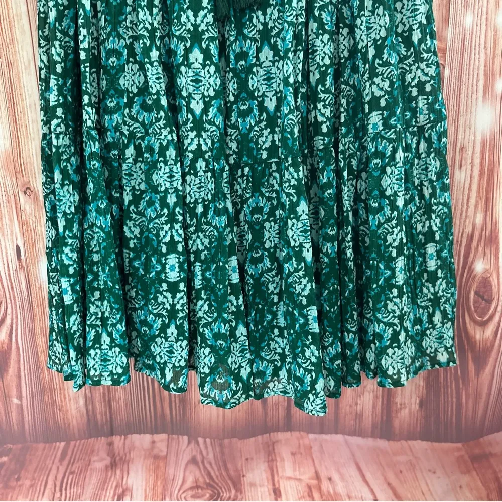 Laura Scott  Green Abstract Floral Print Prairie Skirt - Image 11
