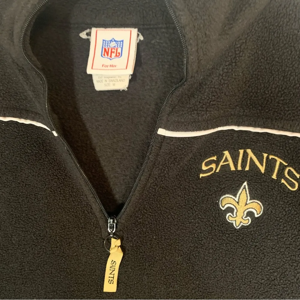 NFL New Orleans Saints Black Hoodie Sweatshirt Ladies Size Medium Quarter Zip - Image 2