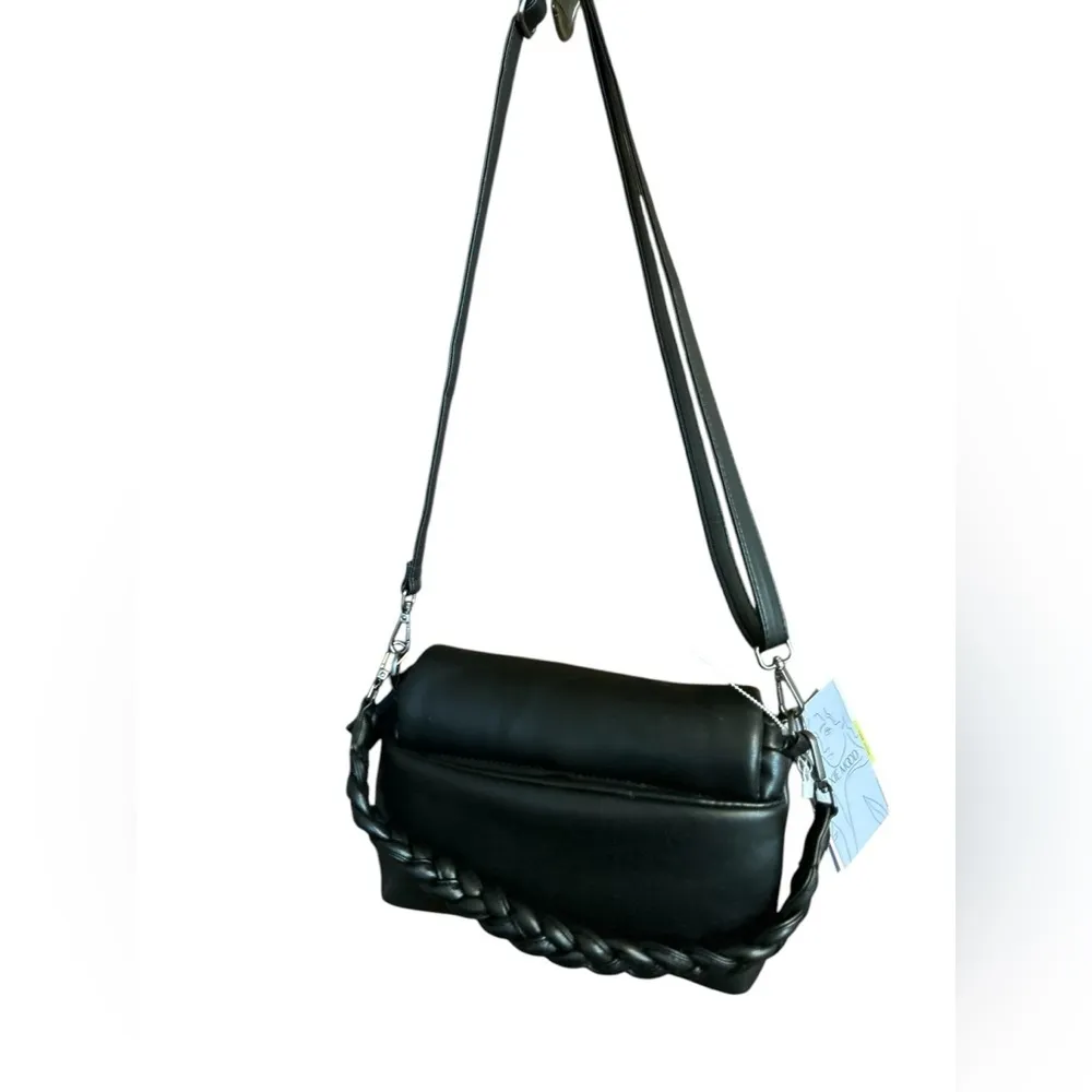 Pixie Mood Women's Black Nappa Leather Shoulder Bag Adjustable Strap - Image 8
