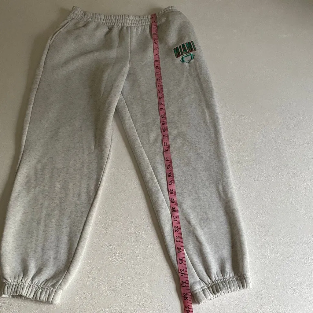 Miami Sweatpants Women’s Large Gray Fleece Joggers Elastic Waist - Image 4