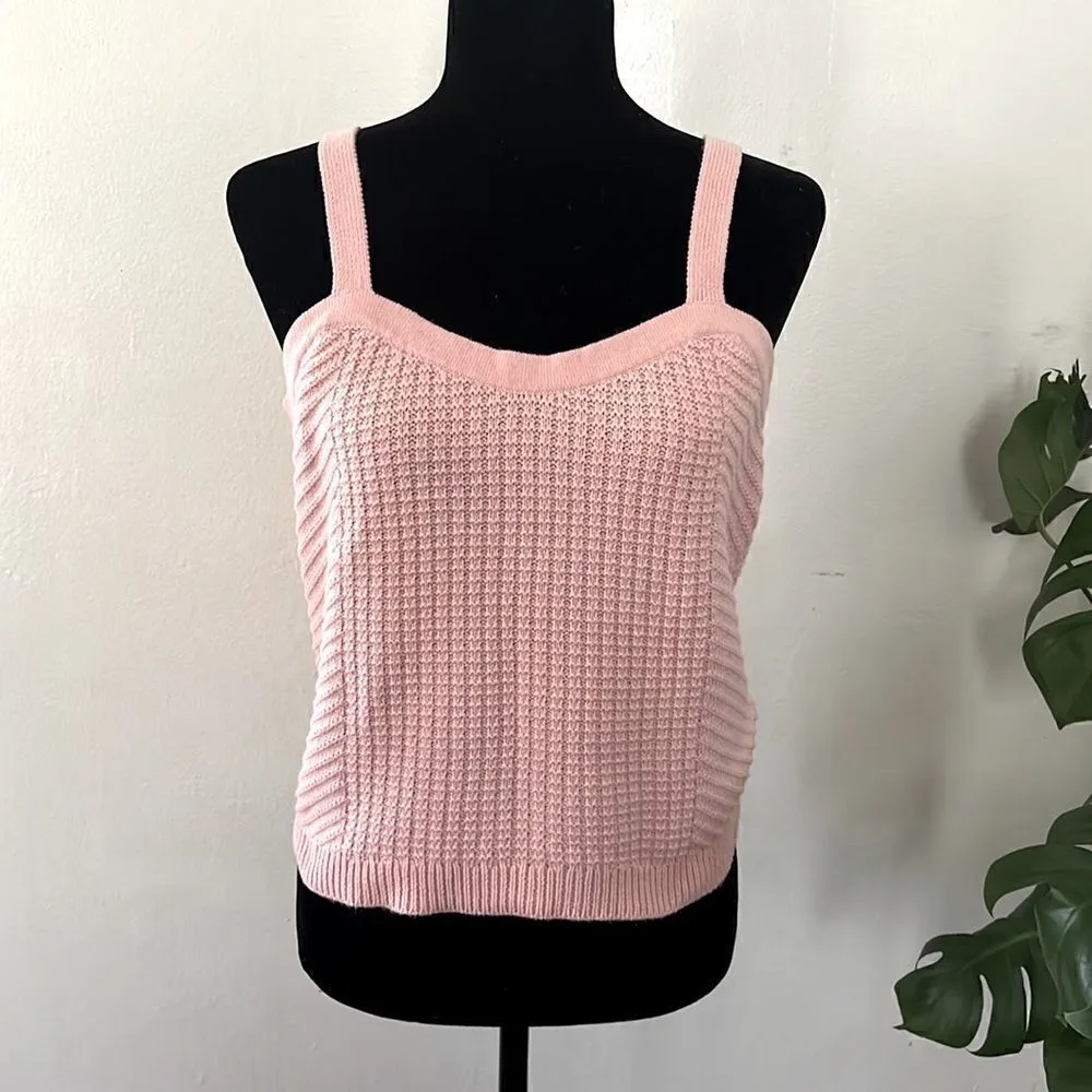 Sandy Liang Womens Sweater NWOT 
Tank Top Crop Knit Pink Sleeveless - Image 3