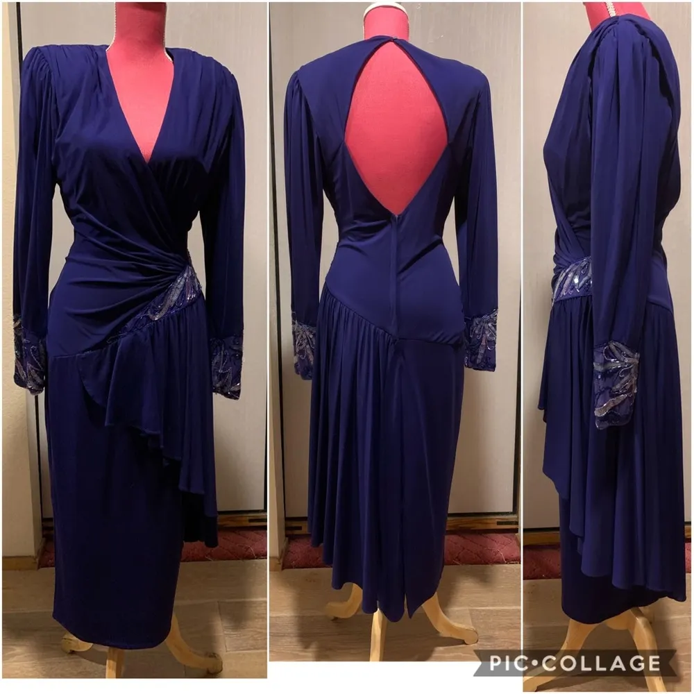 Vintage  open back sequin mid calf dress - Image 11