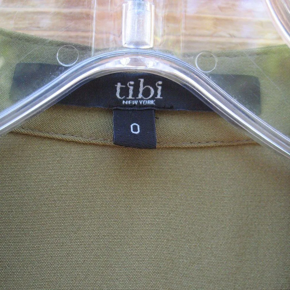 Tibi Olive Silk Faux Wrap Dress - Image 8