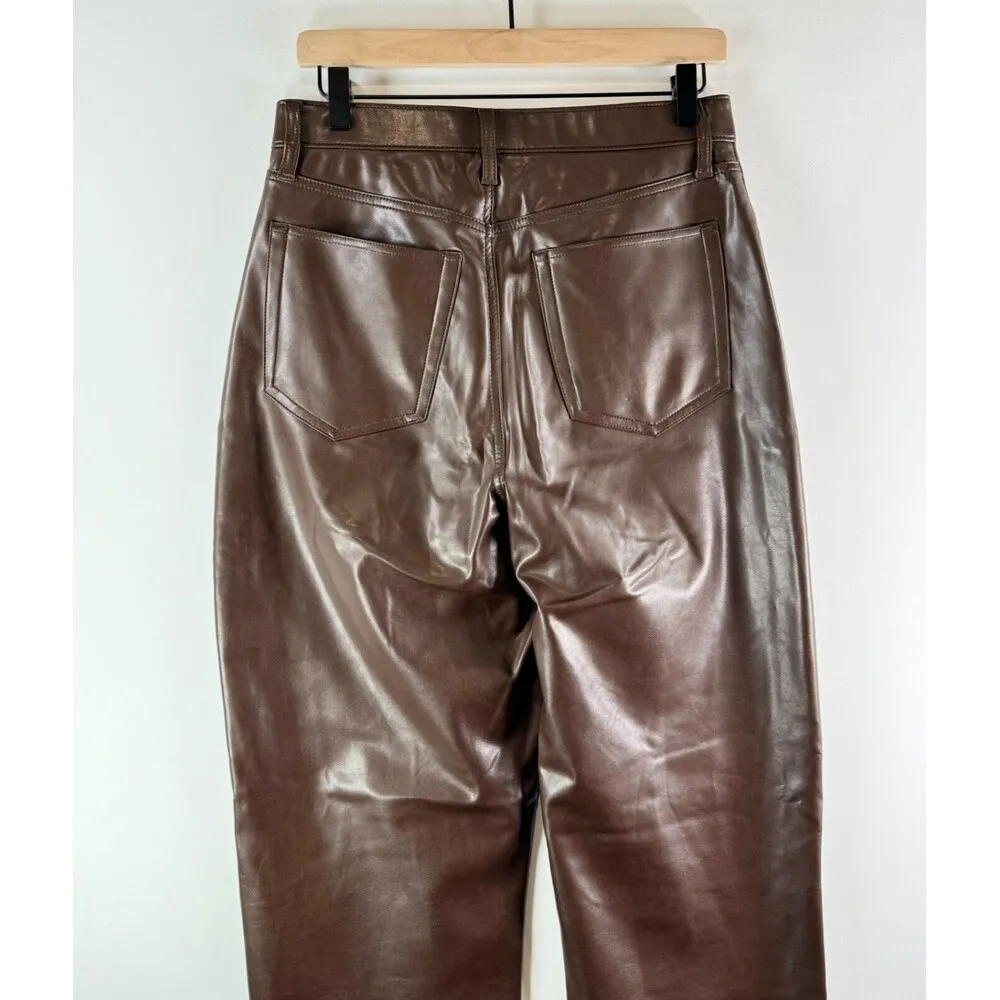 Abercrombie Fitch Womens Pants Brown 90s Straight Ultra High Rise Leather 30/10 - Image 8