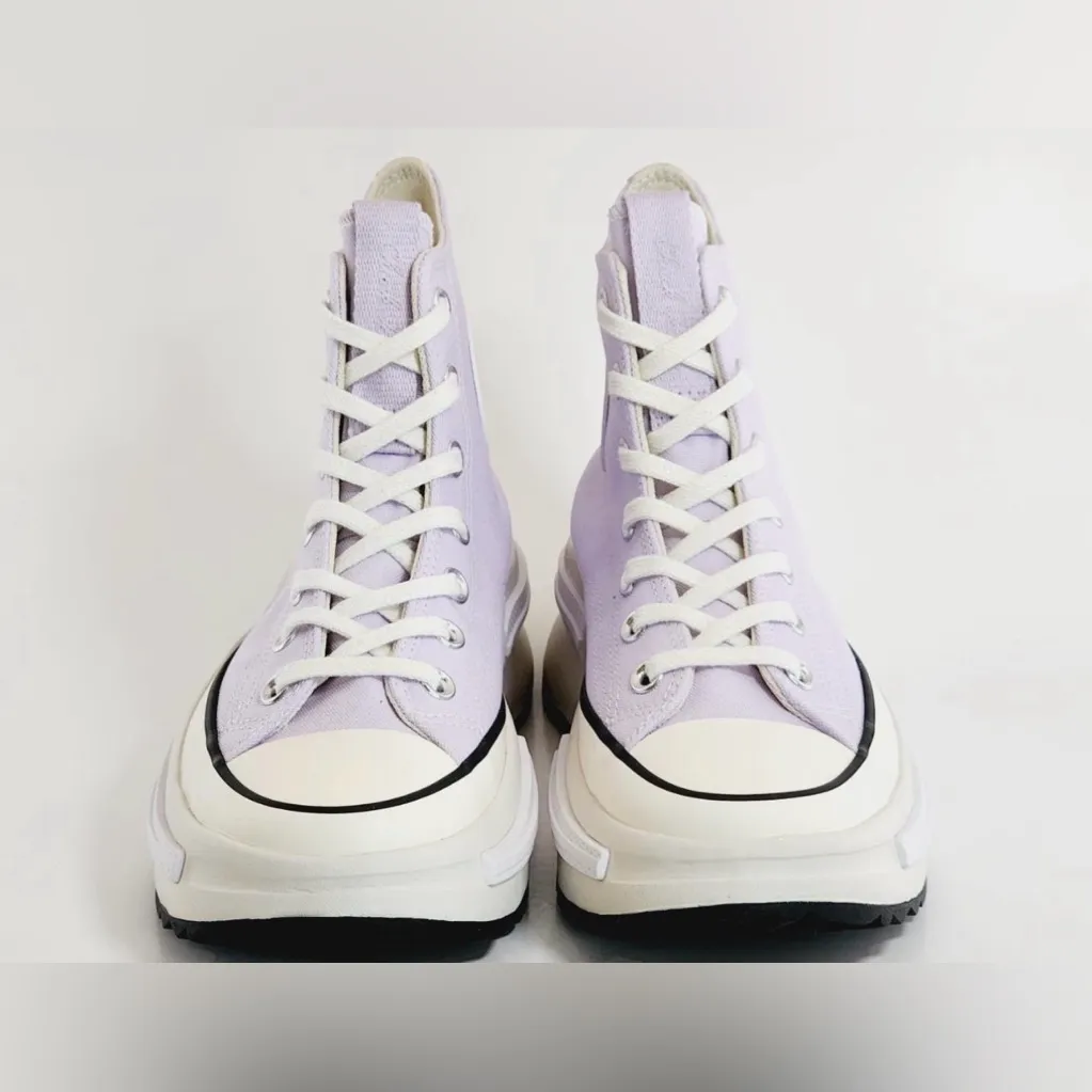 New Converse Women's Platform High-Top Sneakers in Light Purple and Cream - Image 4