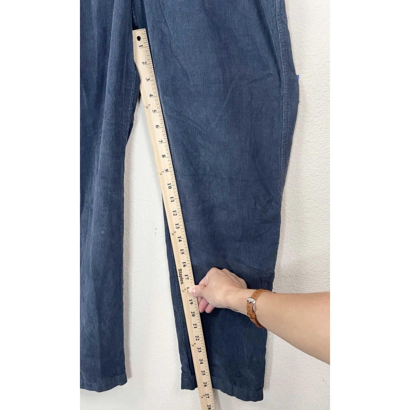 Overlover Blue Corduroy Jumpsuit M Elastic Waist Utility Workwear Made USA Size M - Image 6