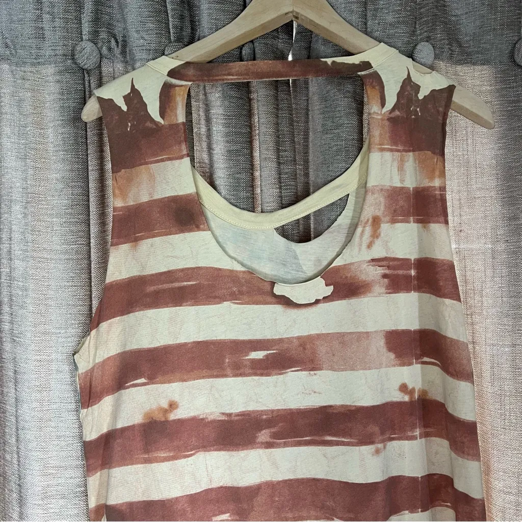Chaser Vintage American Flag Print Deconstructed Muscle Tank Top Size Medium - Image 12