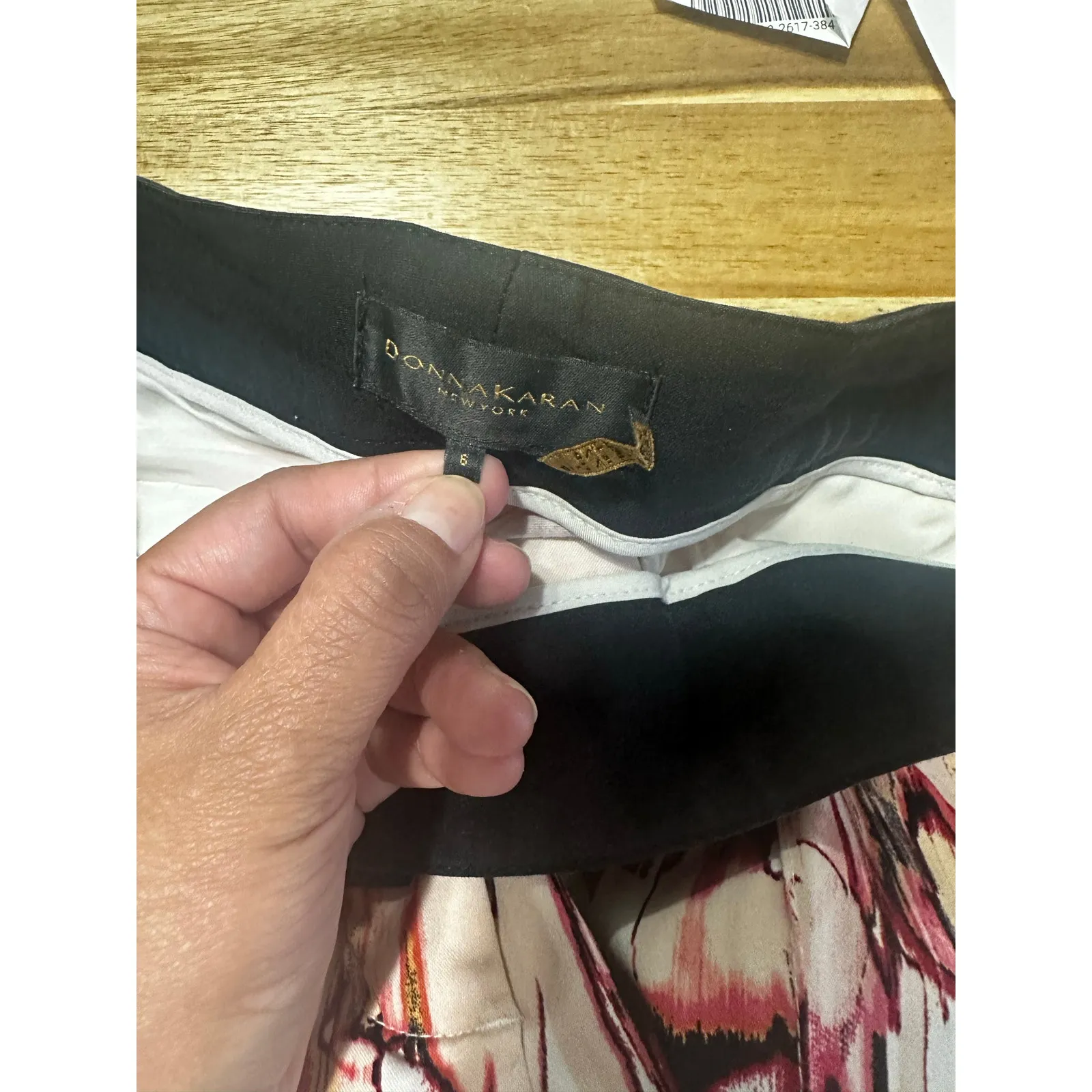 Donna Karan New York Printed Cotton Pants – Chic Designer Comfort Pink Size 6 - Image 7