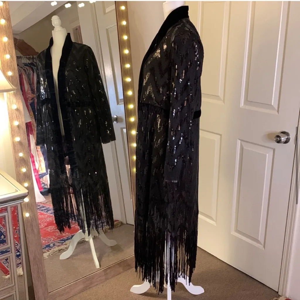 Free People‎ Stardust Sequin Fringe Duster XS - Image 3