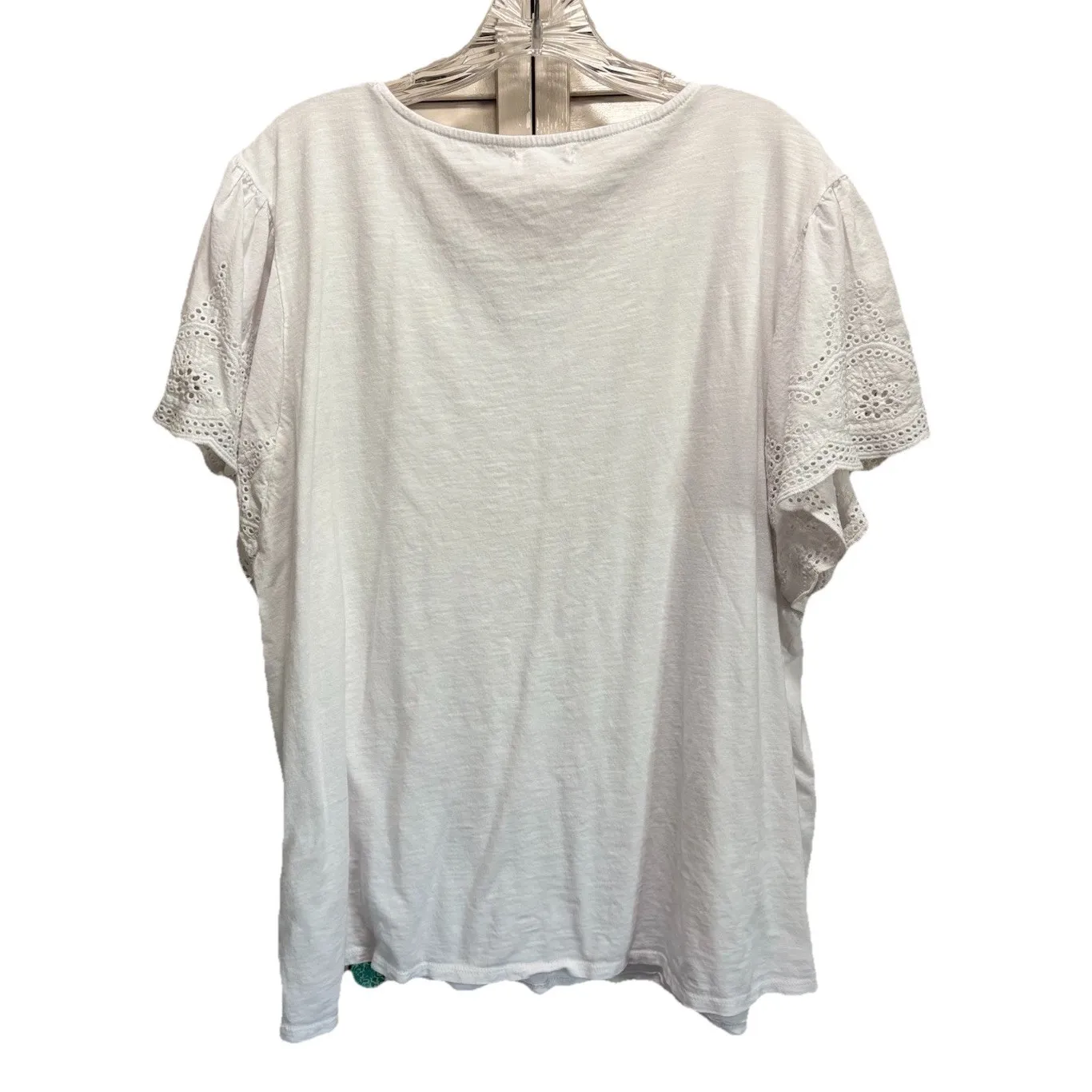 Maurices White Round Neck Short Eyelet‎ Flutter Sleeve Top Size 3XL - Image 4
