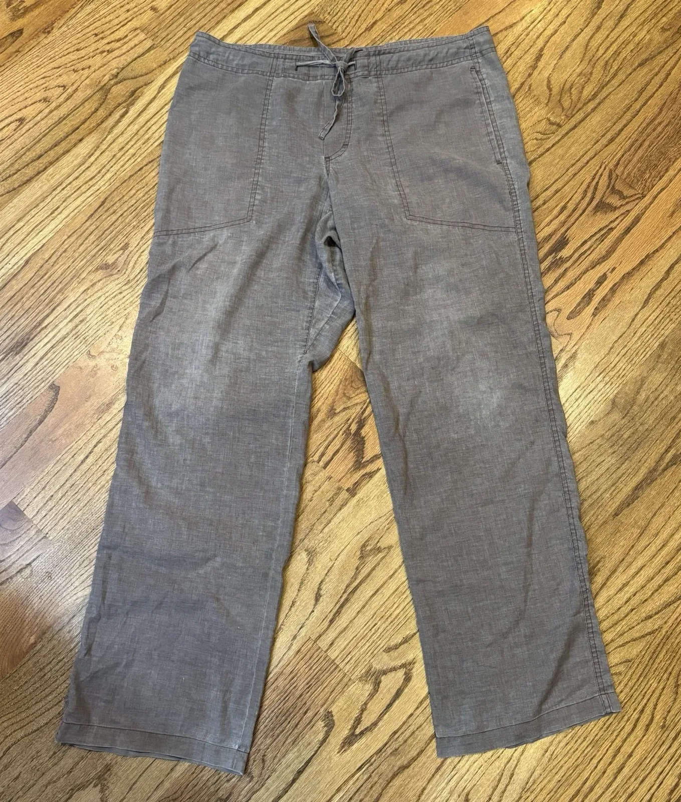 prAna Women's Hemp Pants M Brown Wide Leg Drawstring Waist Casual Boho Beach - Image 1