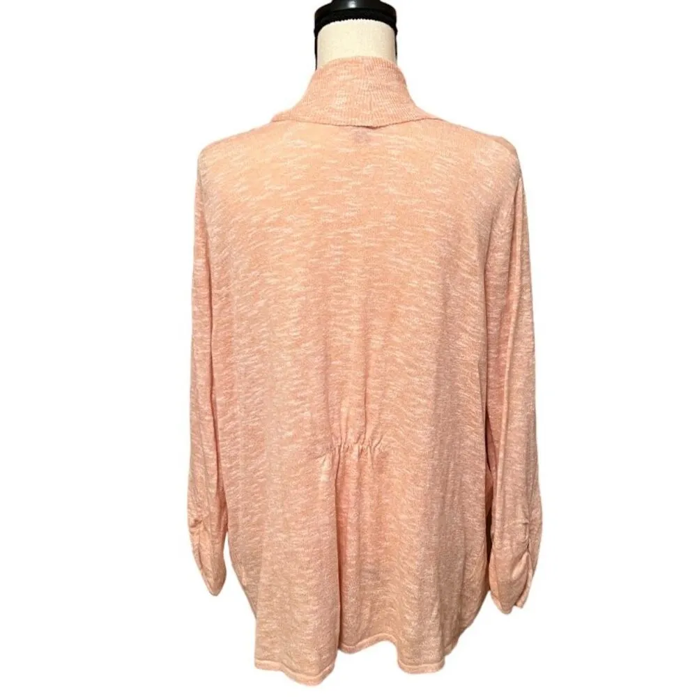Roz & Ali Peach Drape Front Cardigan Size XL - Image 3