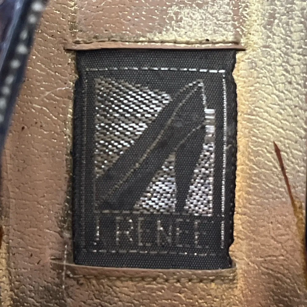 Vtg 80s J.Reneé Slingback Heels Black Faux Snakeskin Pointed Toe Kitten Heel 9M Size 9 - Image 7