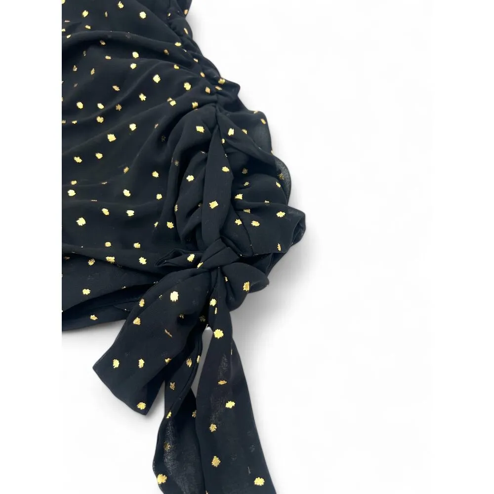 NWT Express | 10 | Gold Polka Dot Strapless Bustier Top Side Tie Blouse - Image 4