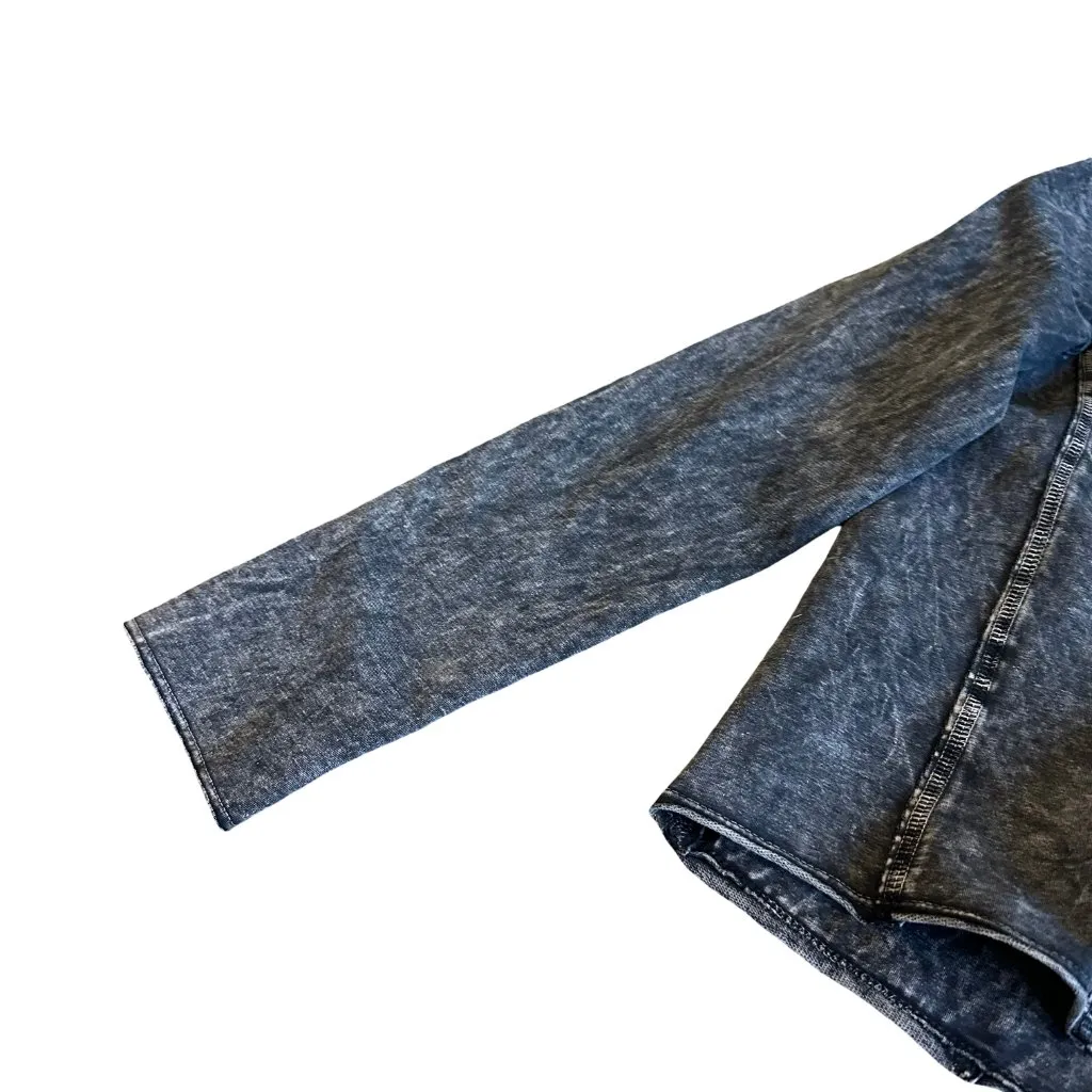 Testimony LA French Terry Open Front Cropped Length Jacket Distressed Size Small Gray - Image 4