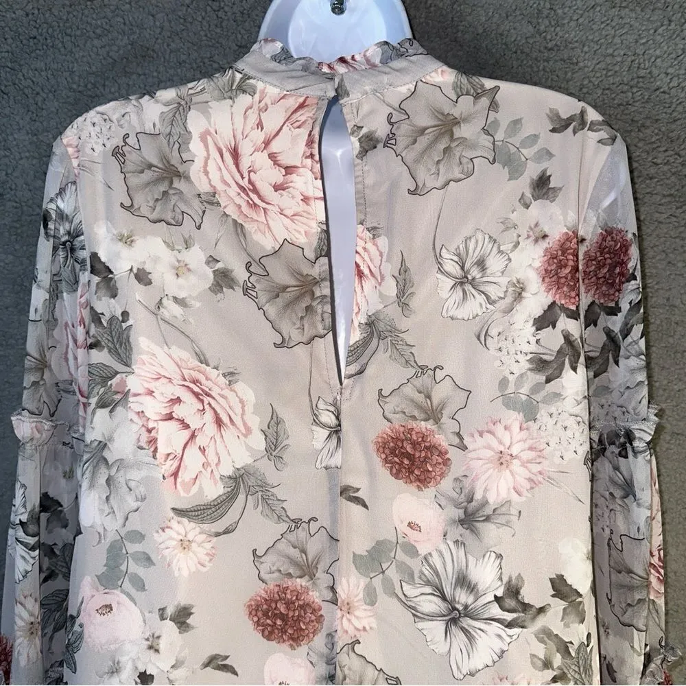 Miss Selfridge Women's Dress Ivory 4 Floral Rose Babydoll Ruffle‎ Sheer Sheath - Image 12