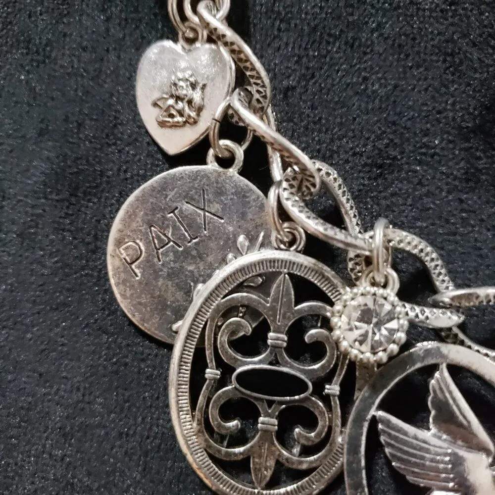 Harc Larat Womens Fashion Chunky Silvertone Filigree Charm Necklace with Lobster Gold - Image 5