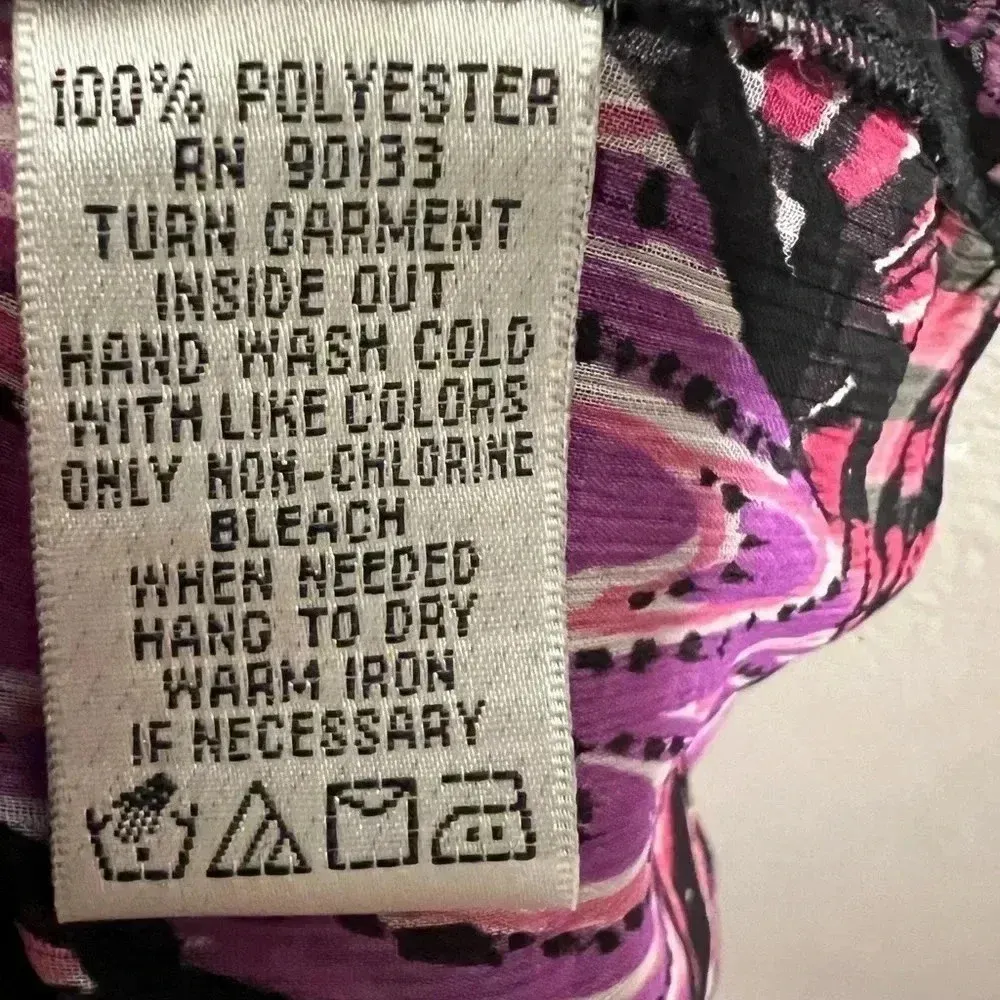 Bob Mackie Wearable Art Vest Sheer pink Mixed Media Print slinky bold statement - Image 3