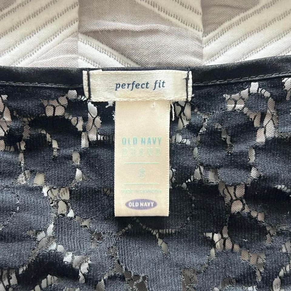 Y2K BLACK OLD NAVY SHEER LACE WRAP TIE CARDIGAN SHORT‎ SLEEVE TOP - Image 6