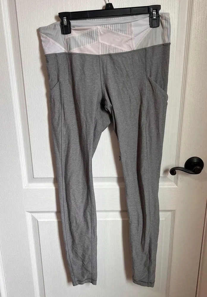 Lululemon Women Mid Rise Full Length Run Train Leggings Hip Pockets Size Gray 10 - Image 2
