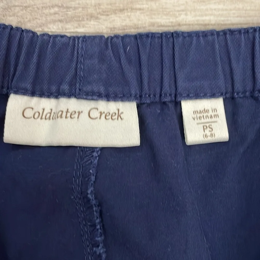 Blue Drawstring Waist Pull On Cropped Cargo Pants Size PS - Image 8