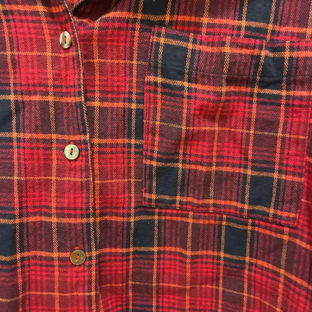 Vici Red & Pink Plaid Long Sleeve Button Down Top Medium - Image 4