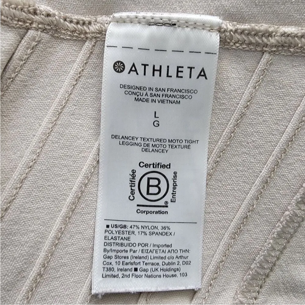 Athleta Delancey Taupe Cream Textured Moto Zip Ankle Tight Leggings Size L - Image 13