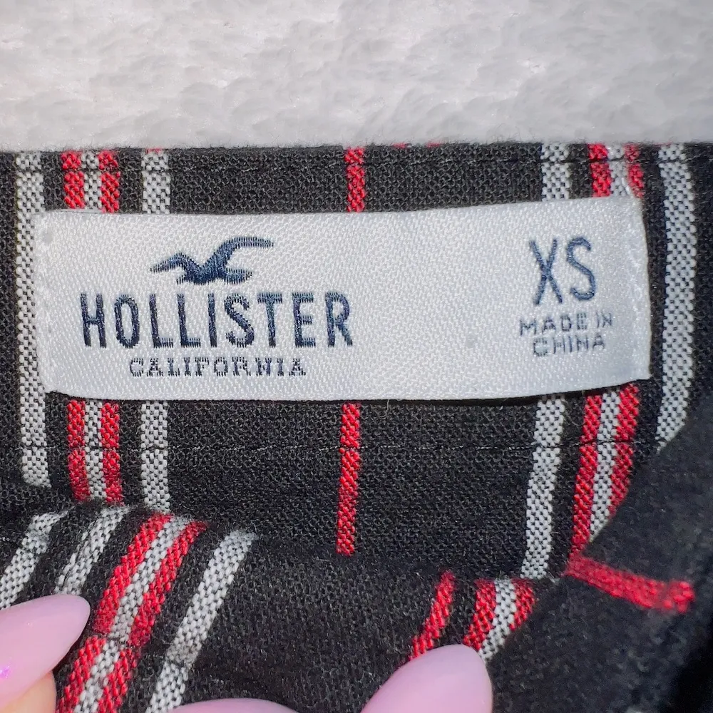 Hollister Black Red Striped Button Front Mini Jumper Dress size XS - Image 2