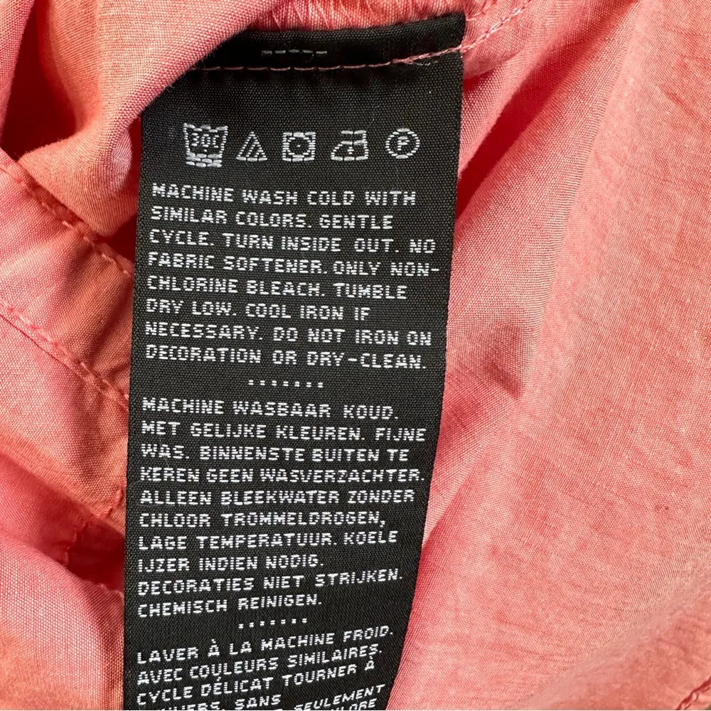 Harley Davidson Pearl Snap Top Women's L Salmon Pink Short Sleeve Vented Biker Size L - Image 8