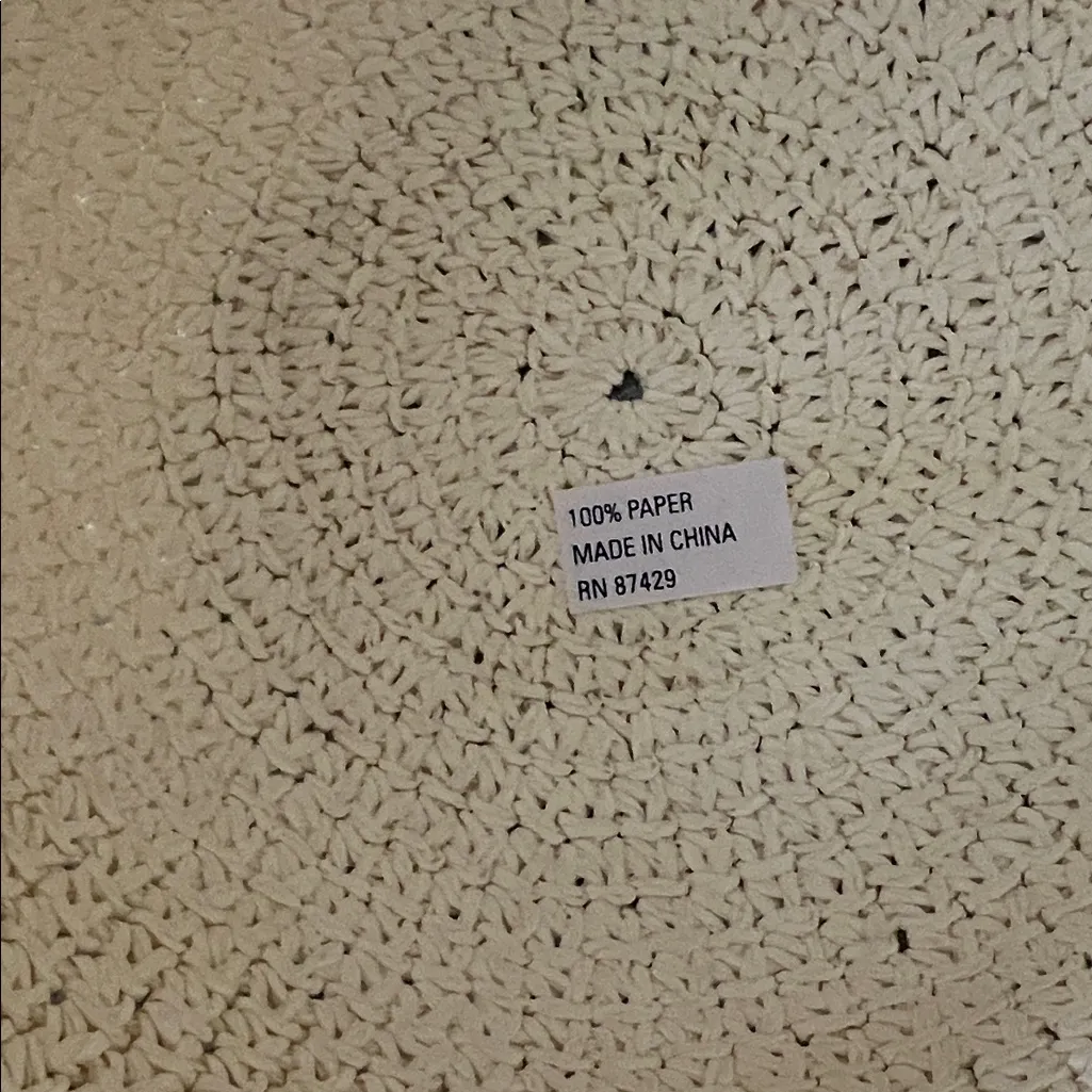 Chic Cream Beaded Crochet Paper Hat - Image 3