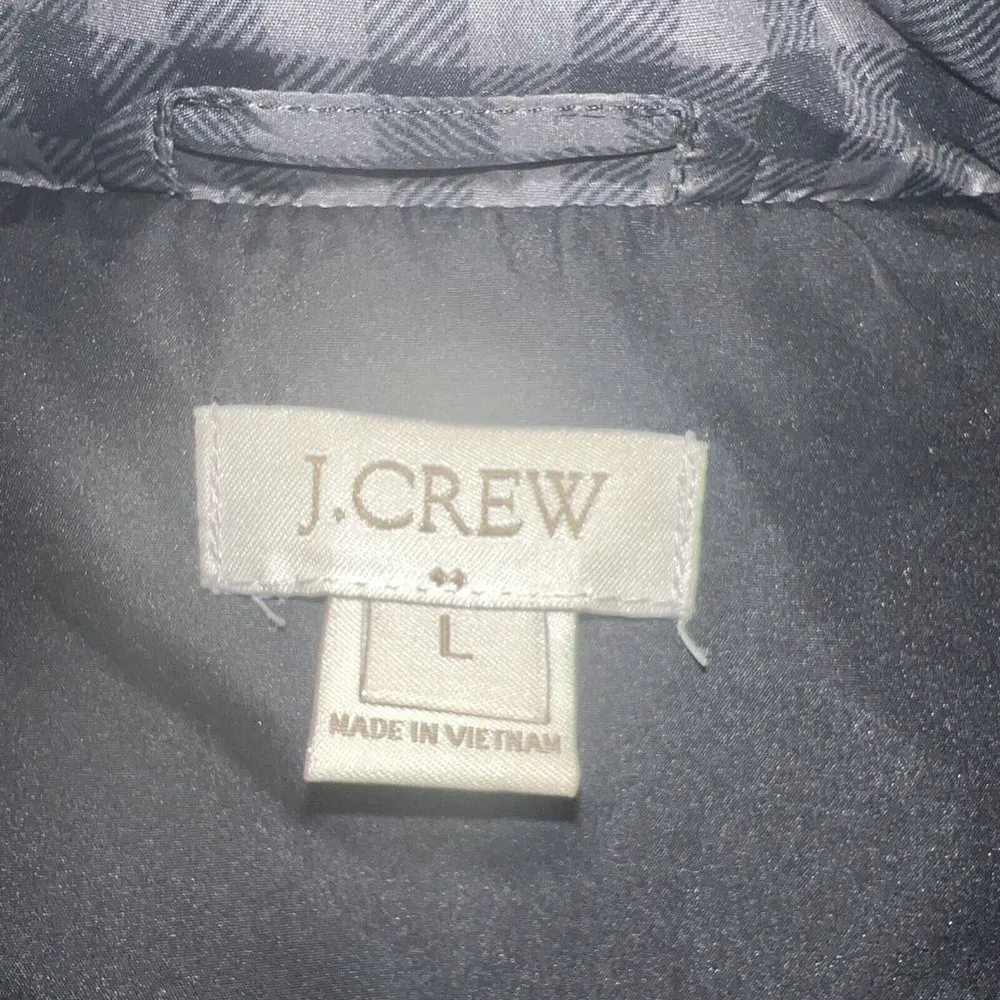 J Crew Womens Printed Quilted Puffer Vest Size L Down Black Check Plaid - Image 6