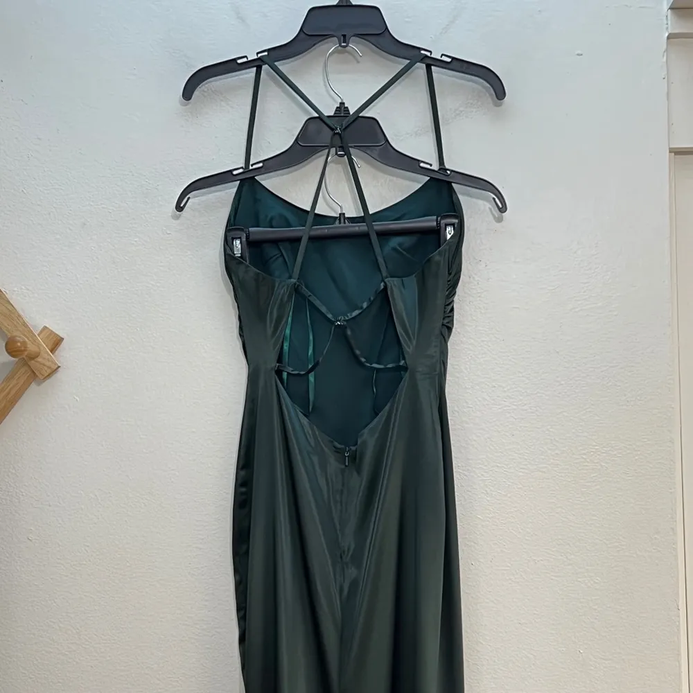 La Femme 29858 Criss Cross Strappy Back Satin Dress - Image 6