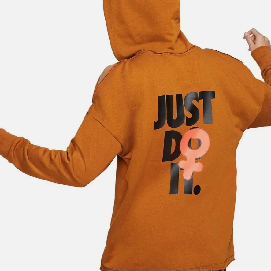 NIKE Women’s Brown Icon Clash Fleece Hoodie Sz Small - Image 2