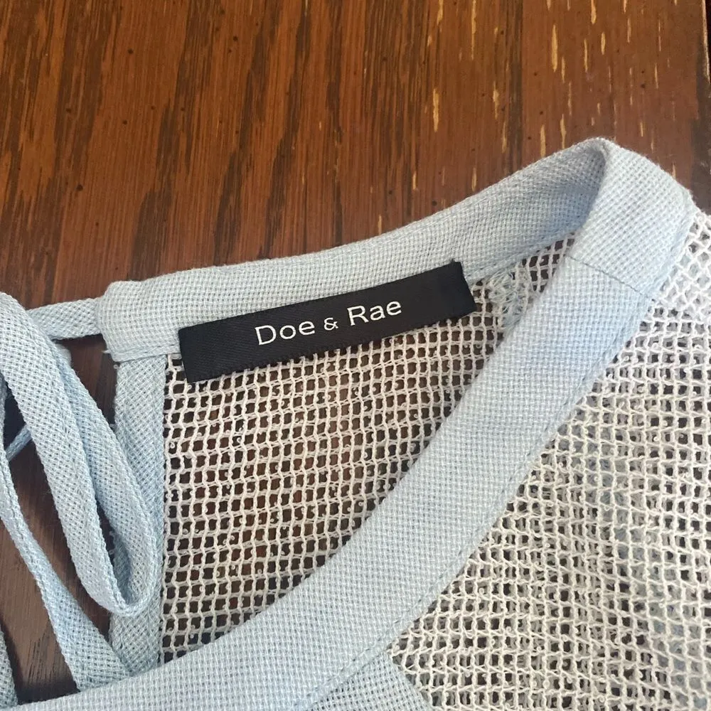 Doe & Rae light blue top with mesh and ruffle details - Image 3