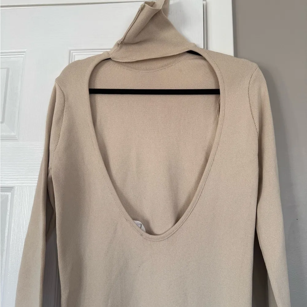 MANGO MNG Mock Neck Sexy Cut Out Back Maxi Sweater Dress - Image 7