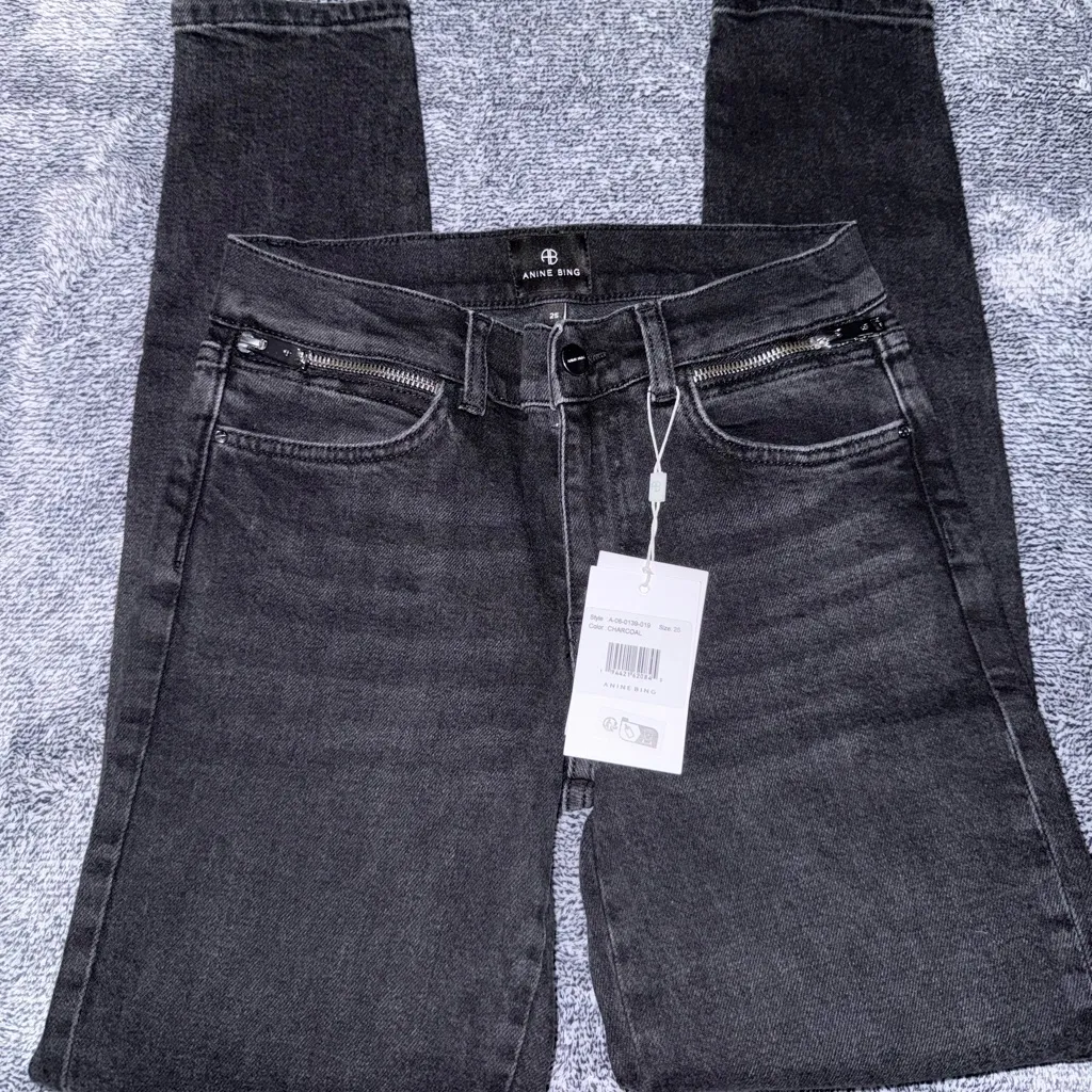 ANINE BING Jax Low Rise Skinny Jeans Washed Black 25 - Image 2