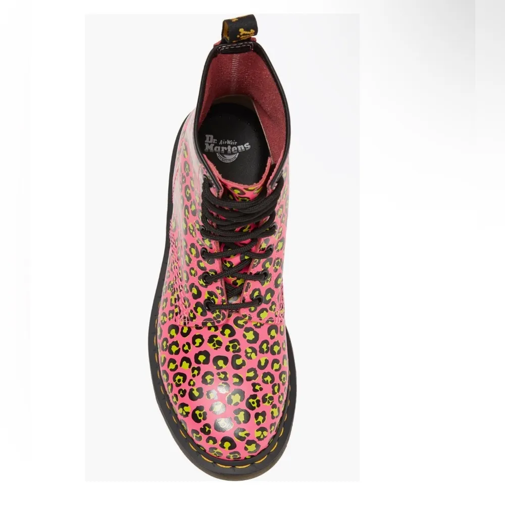Dr Martens 1460 Leopard Smooth Leather Lace Up Boots, Pink Size 8 New w/o Box - Image 8