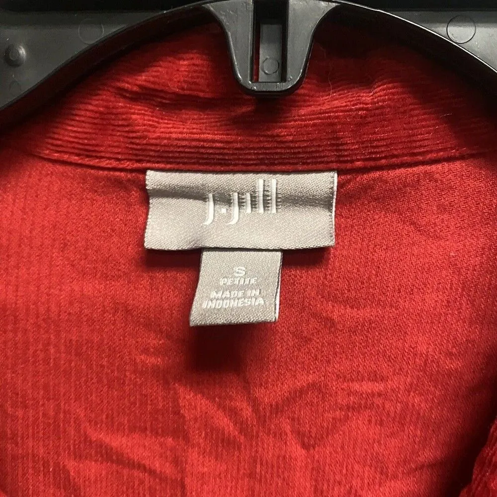 J. Jill Women Small Petite Button Down Shirt Corduroy Red Oversized Soft Cotton - Image 7