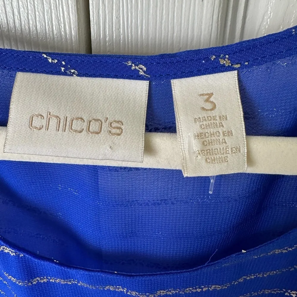 Chicos Blouse Size 3 Sheer Tie Front Long Sleeve Swimsuit Cover Up Lightweight - Image 3