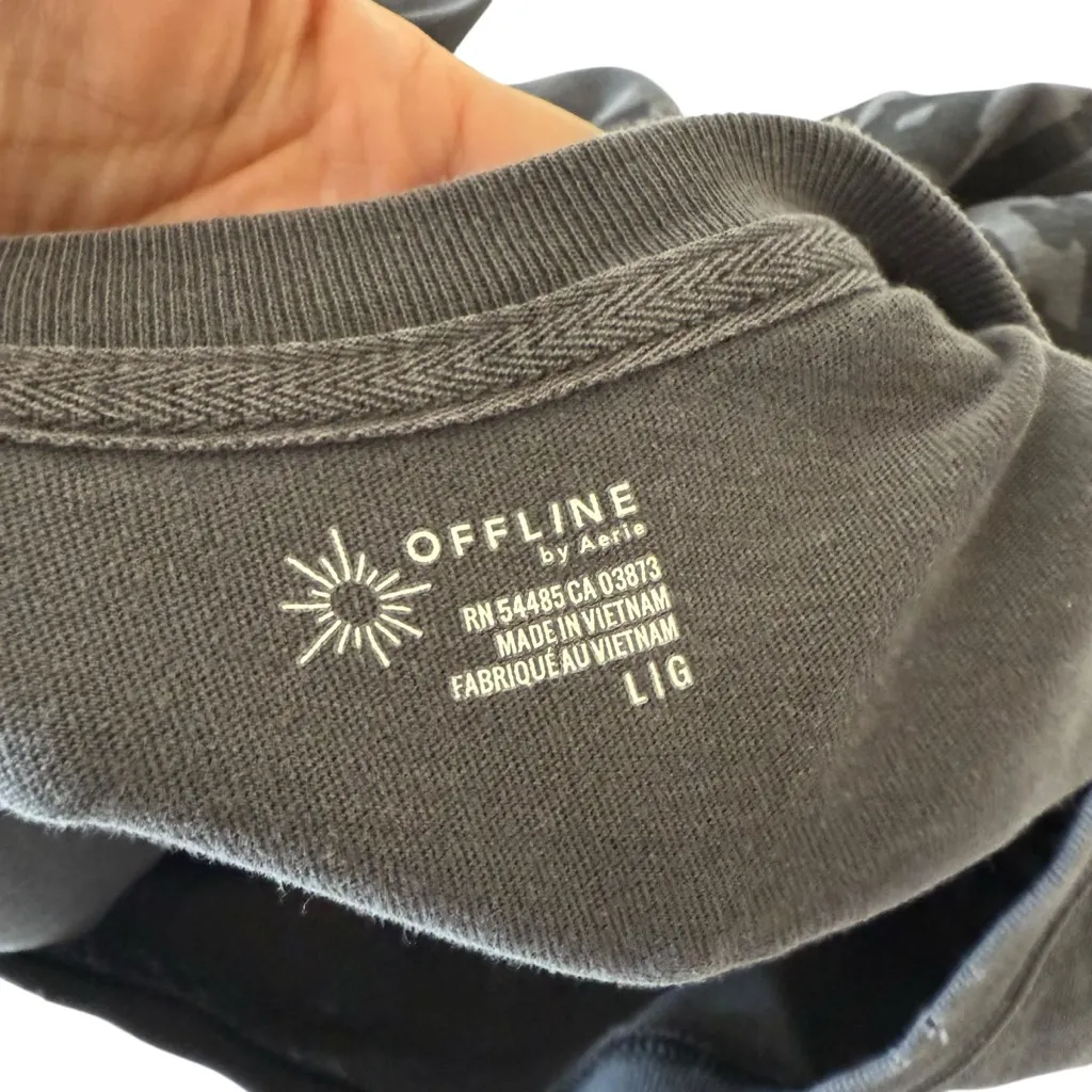 Offline Aerie Gray Long Sleeve Crop T Shirt Elastic Waist Mercury Retrograde L Size L - Image 5