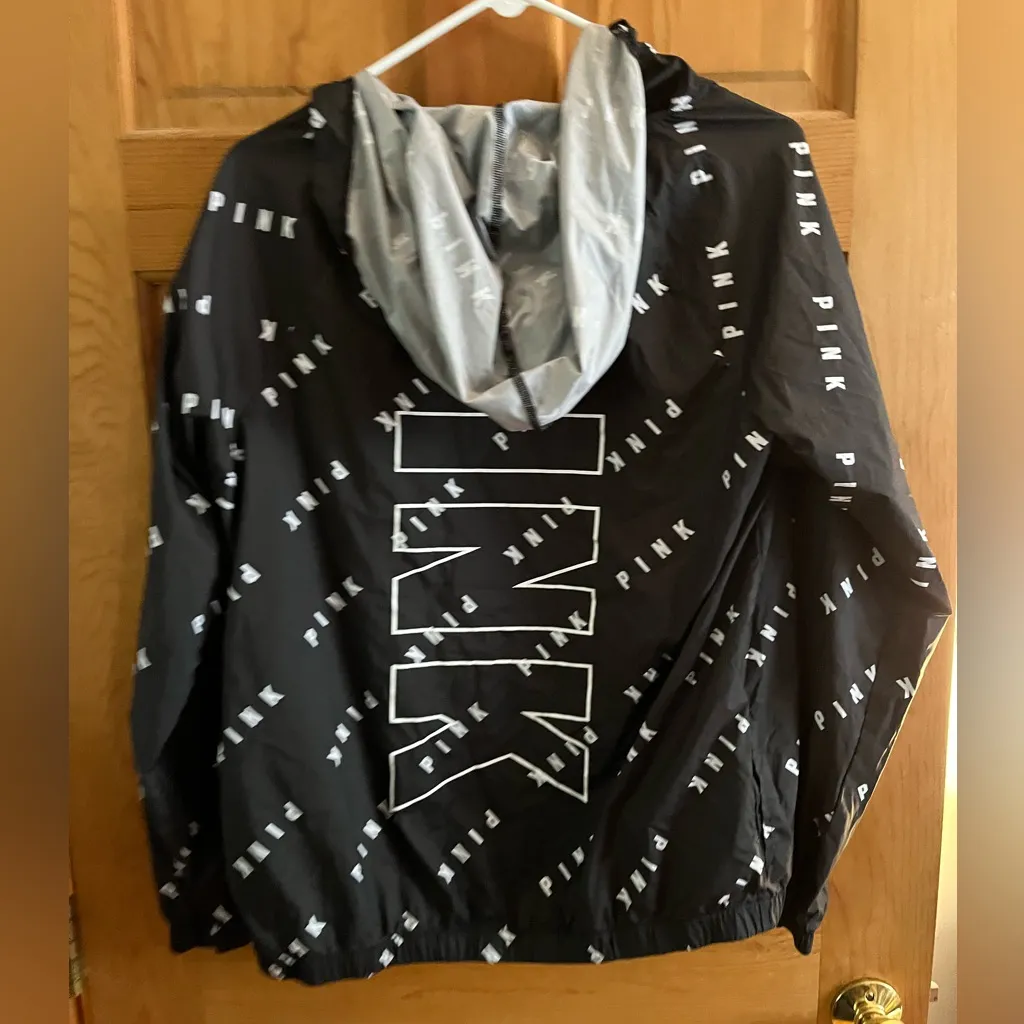 Pink by Victoria’s Secret VS black white pink logo lightweight jacket size xs - Image 4
