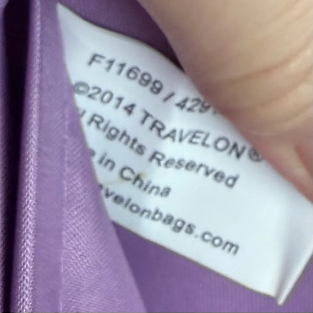 Travelon Wallet Zippered Closure Zip Pocket Credit Card Travel Black Purple - Image 14