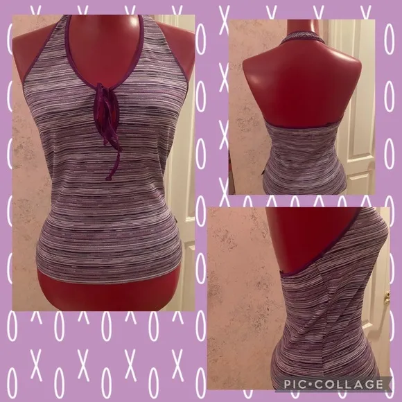 XOXO Jeans purple and silver stripped Halter Vintage late 90s early 2000s M - Image 2