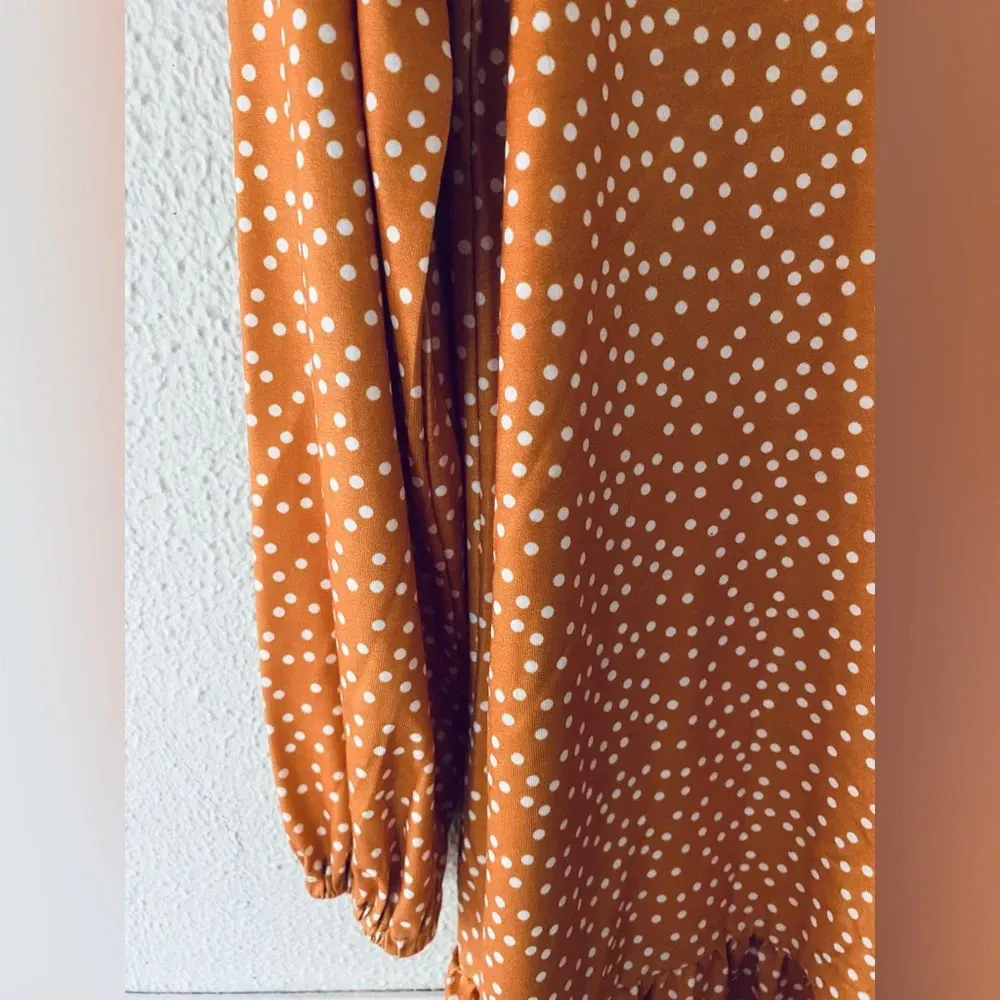 SheIn  Orange White Polka Dot Dress - Image 4